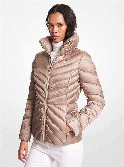 michael michael kors packable puffer jacket|michael kors shiny puffer jacket.